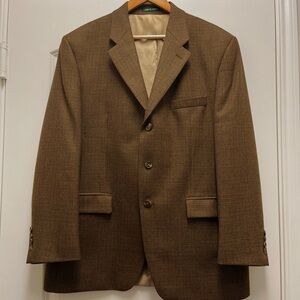 42R Ralph Lauren Brown Tooth Over Check LAMBSWOOL Tweed Blazer Jacket Sport Coat